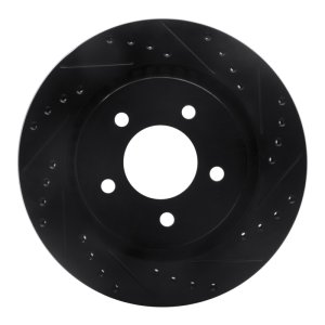 Chrysler 300M Brake Rotor (1) - Front Right - R1 Concepts - Drilled & Slotted - Black - `99-`04